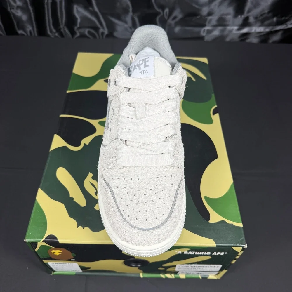 A Bathing Ape BAPE SK8 Sta Gray Hairy Suede Sneakers 1K80191312 Mens Size 9